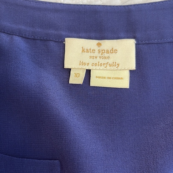 Kate Spade Blue Sleeveless Pleated Blouse 100% Silk - Picture 4 of 7